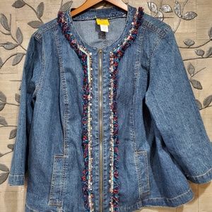 ❤️RUBY ROAD Women's Zip Up Jean Jacket Size 18W(311)